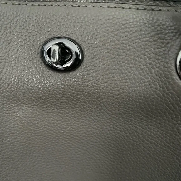 Coach Gray Leather Tote with Chain Handles and Turnlock - Picture 7 of 16